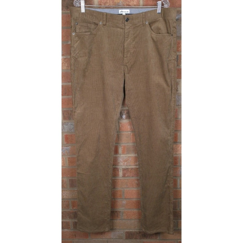 Peter Millar Mens Brown Corduroy Pants Size 38x33 Straight Leg 5-Pocket